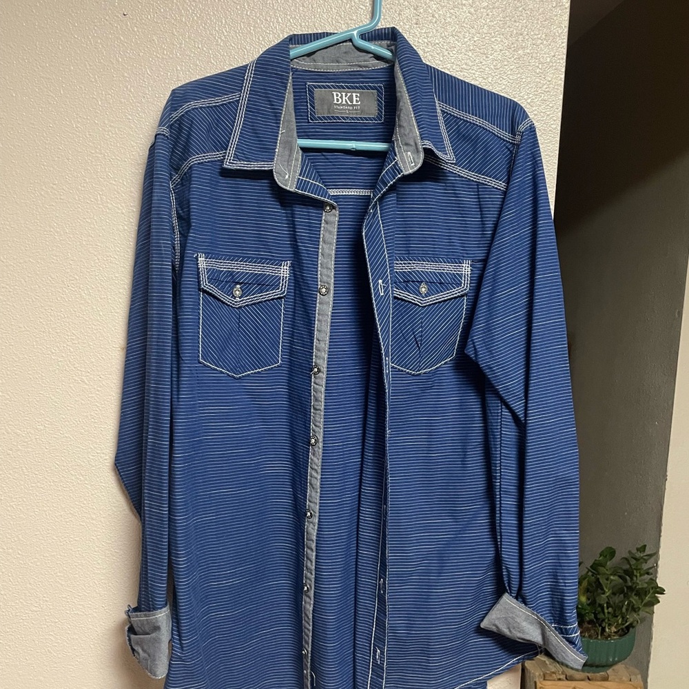 BKE Navy Pinstripe Shirt